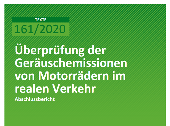 Titelseite der Studie Überprüfung der Geräuschemissionen von Motorrädern im realen Verkehr
