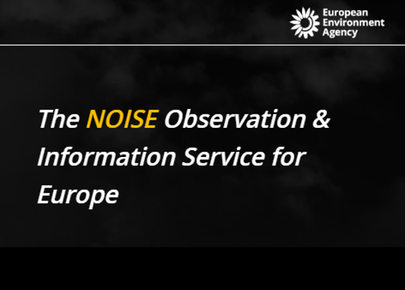 Schriftzug der Startseite des EEA Noise Viewers mit dem Text "The NOISE Observation and Information Service for Europe"